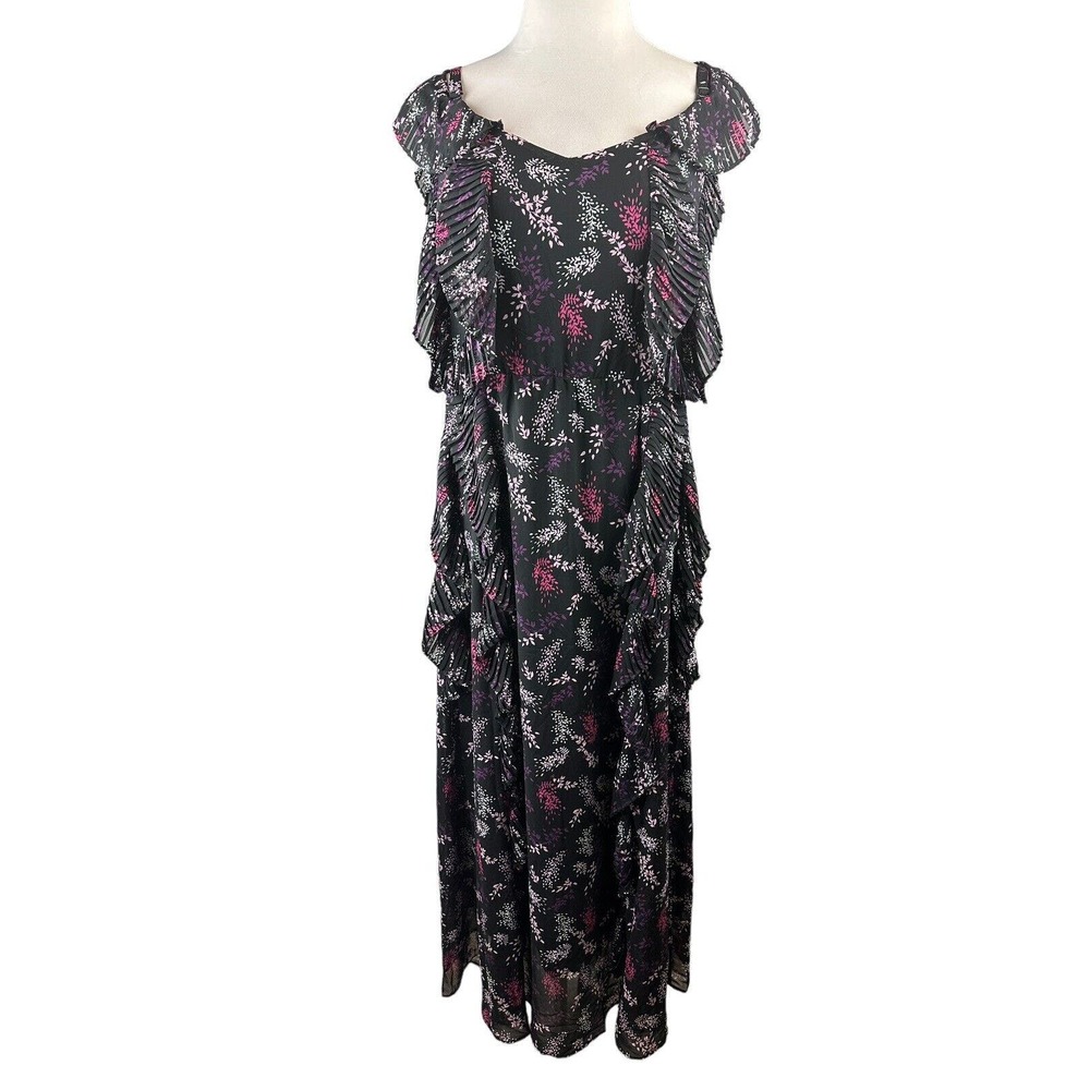 NWT Lane Bryant Floral Tiered Ruffle Off-The-Shoulder Maxi Dress Plus Size 24 P - Picture 15 of 16